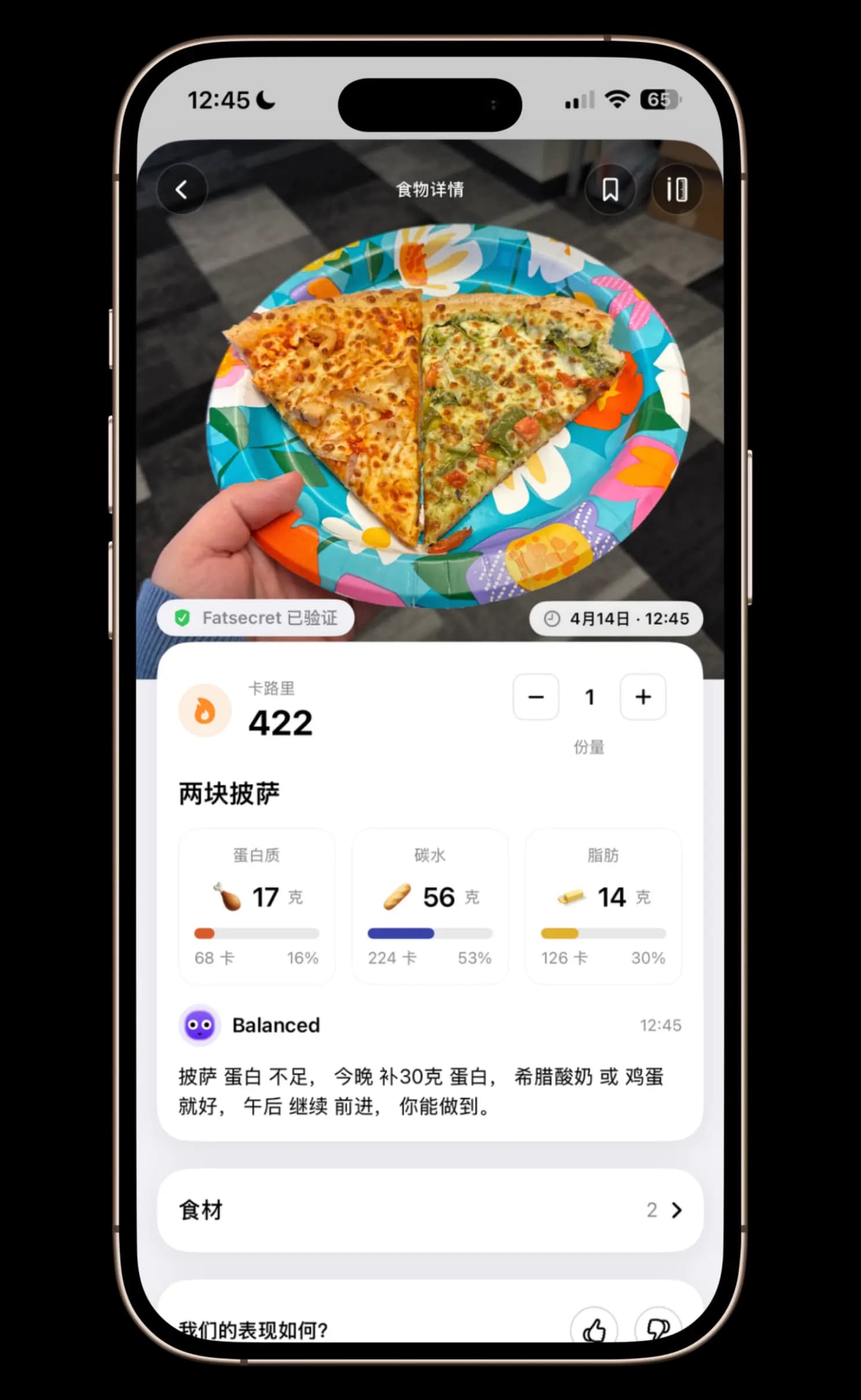 拍照食物追踪应用从餐食照片中检测成分