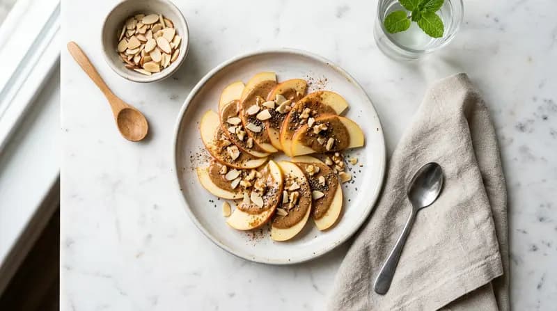 Spuntino con mela e burro di mandorle