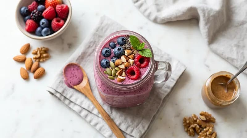 Smoothie ai Frutti di Bosco e Burro di Frutta a Guscio