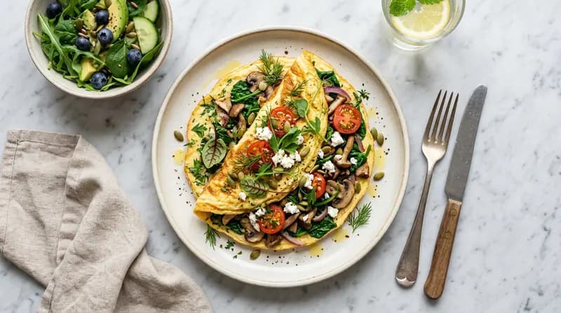 Omelette con Spinaci e Funghi