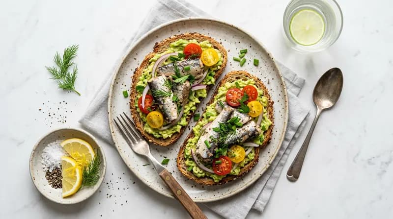 Sardines sur toast de pain complet