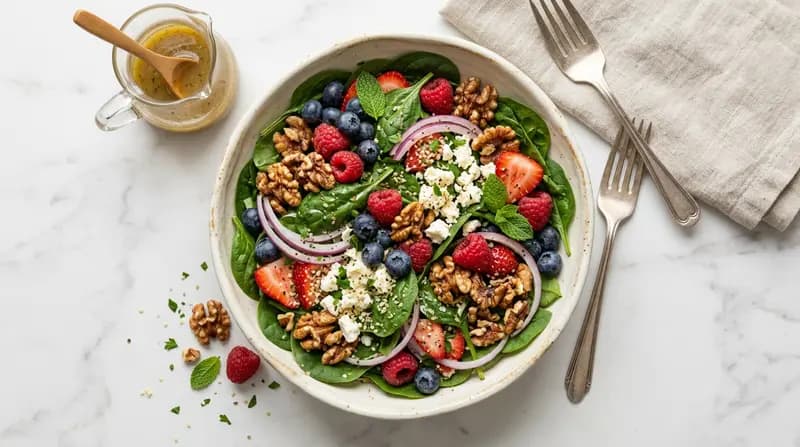 Salade d'épinards aux noix et aux baies