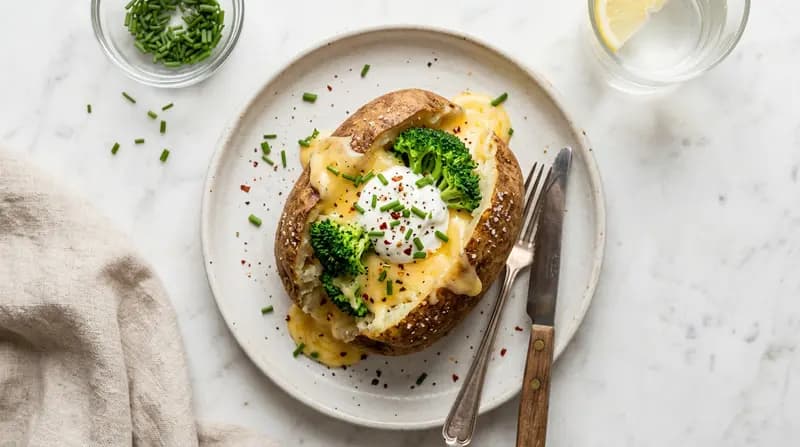 ベイクドポテトのチーズ＆ブロッコリー添え