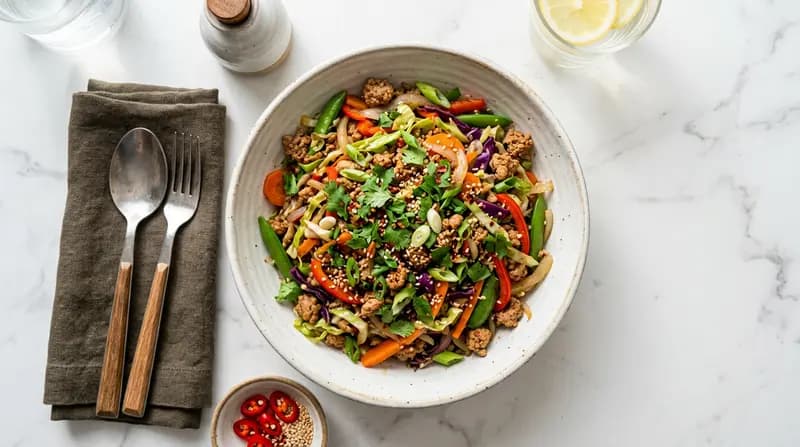 Sauté de dinde hachée et chou