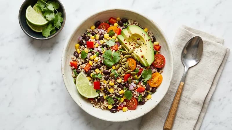 Salade de quinoa aux haricots noirs et maïs