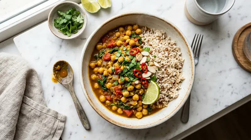 Curry de pois chiches et riz complet