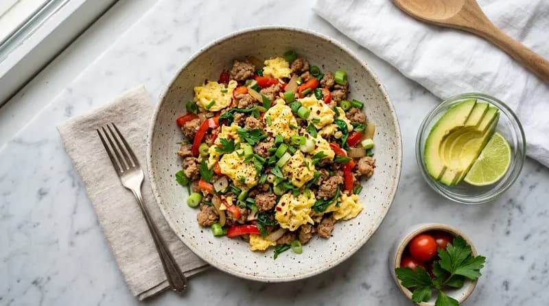 ターキーソーセージと卵のスクランブル