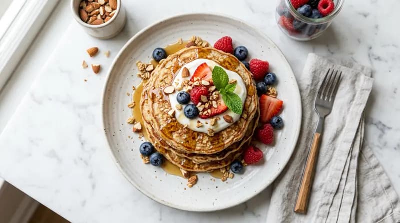 ホエイプロテインとオートミールのパンケーキ