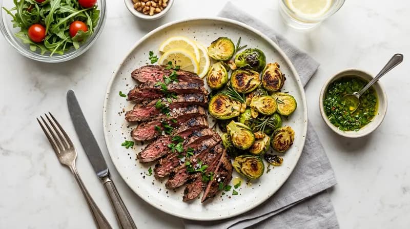 Bavette grillée et choux de Bruxelles