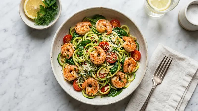 Gamberi e Zoodles di Zucchine