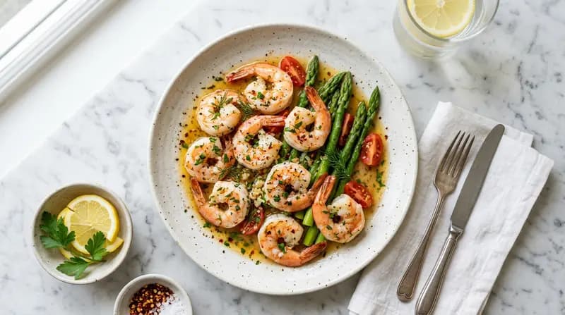 Gamberetti al Burro, Limone e Aglio