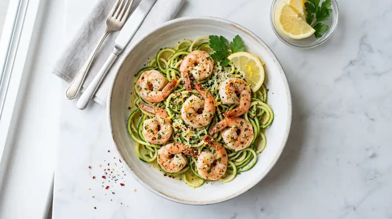 Scampis aux crevettes et zoodles
