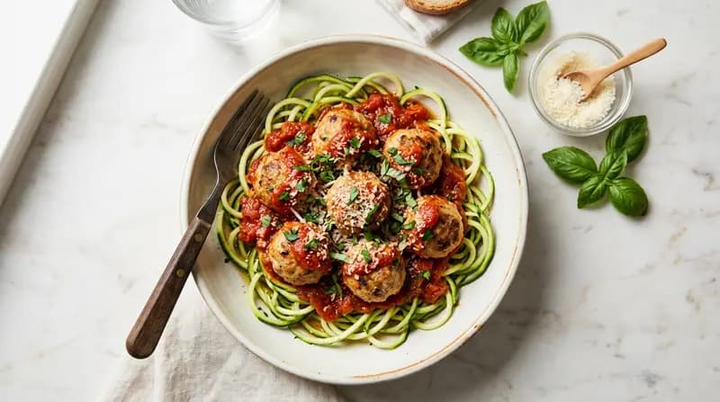 Boulettes de dinde à la marinara et zoodles