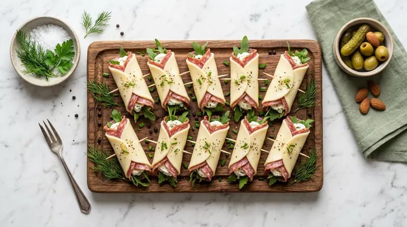 チーズとサラミのロールアップ