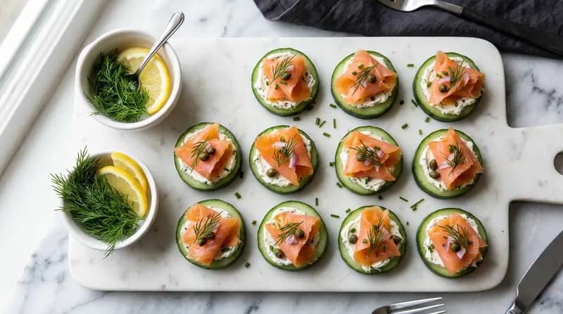 きゅうりとスモークサーモンのクリームチーズ添え