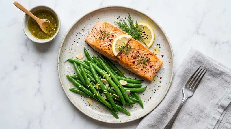 Salmone con Fagiolini al Vapore