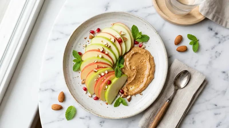 りんごのスライスとピーナッツバター