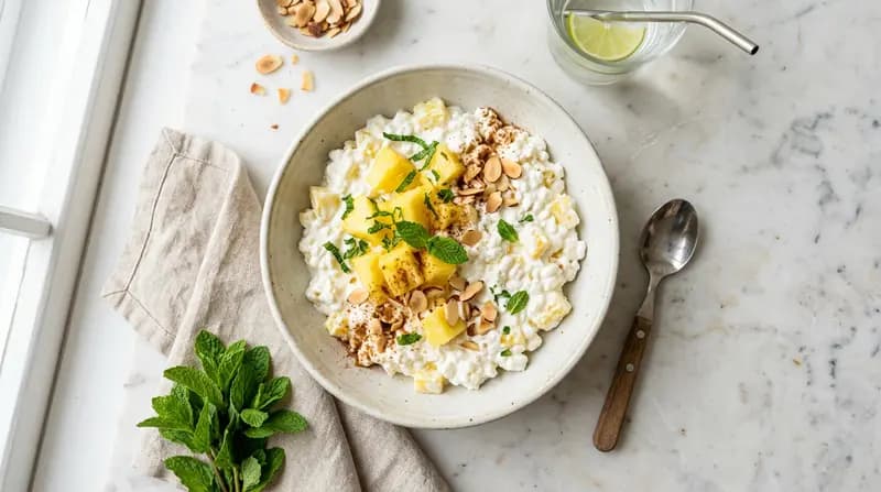 パイナップル添えカッテージチーズ