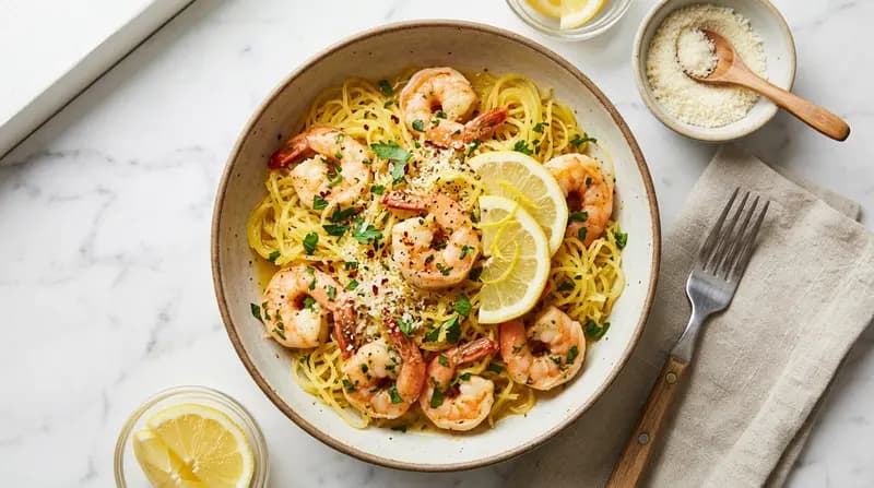 Crevettes Scampi à la courge spaghetti
