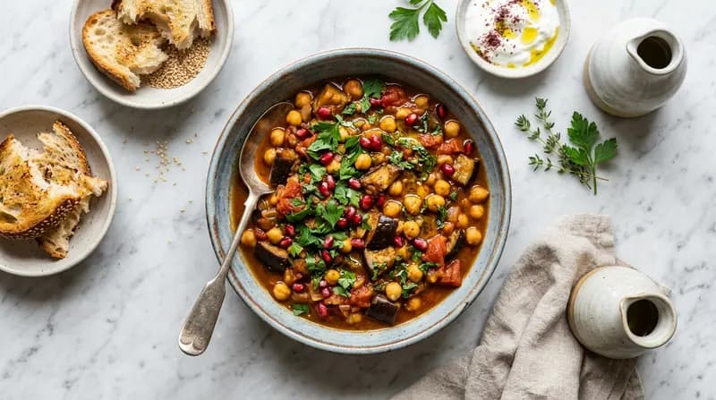 烤茄子鹰嘴豆炖菜