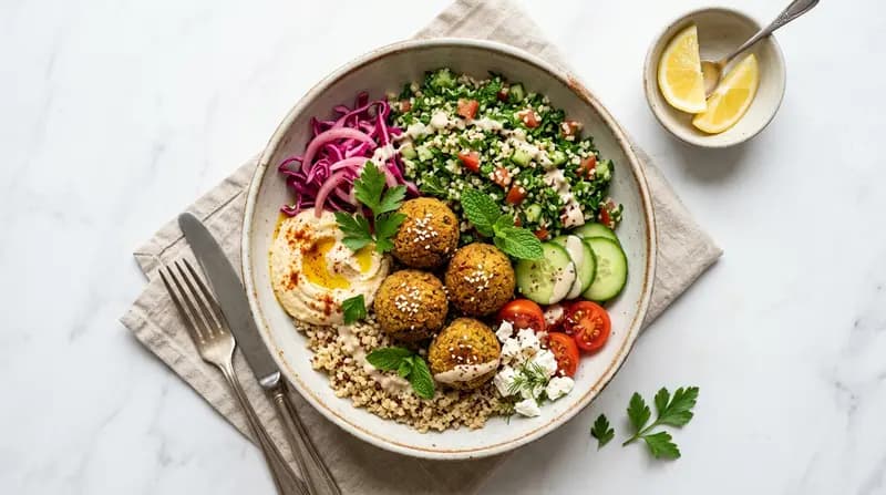 Bowl di falafel con tabbouleh