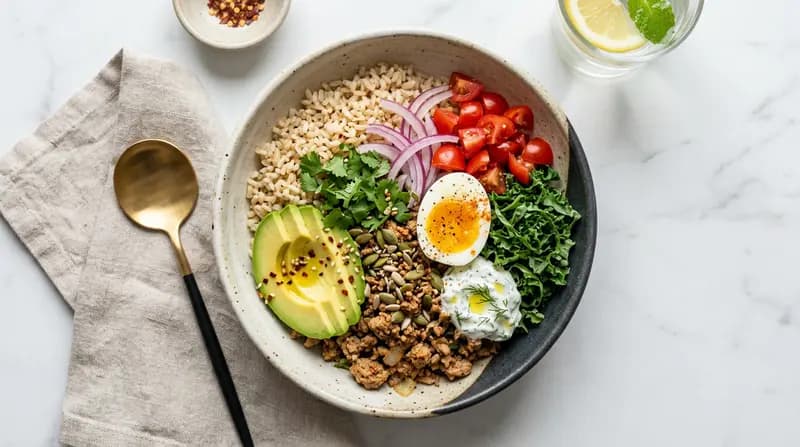 Bowl di tacchino macinato e riso