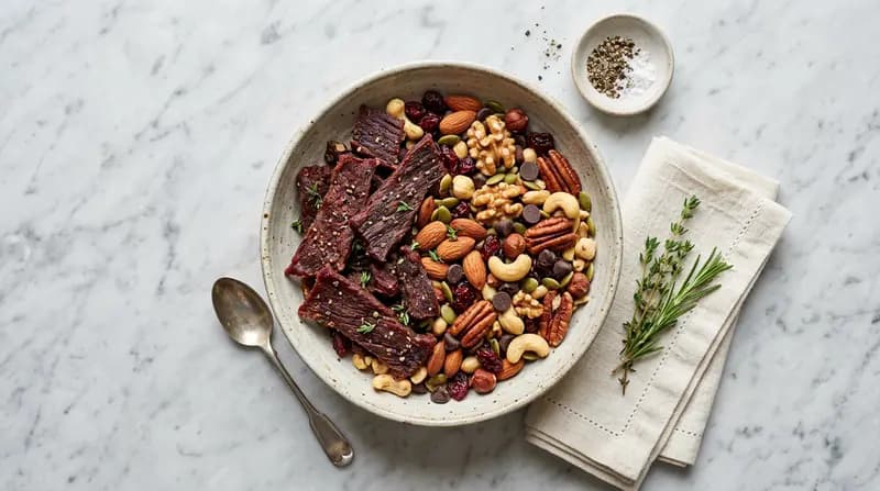 Carne Secca (Beef Jerky) e Frutta Secca Mista