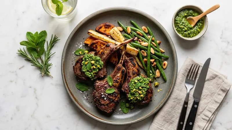 Costolette d'Agnello con Pesto alla Menta