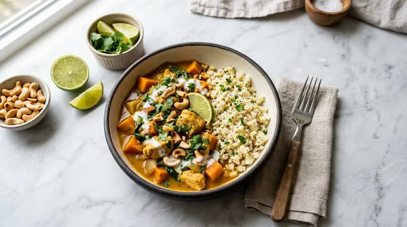Pollo al Curry con Riso di Cavolfiore
