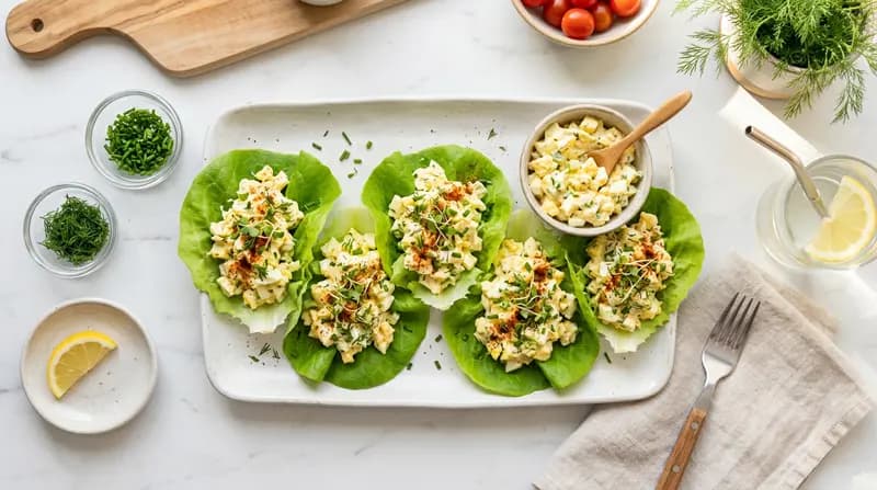 Wraps de laitue à la salade d'œufs