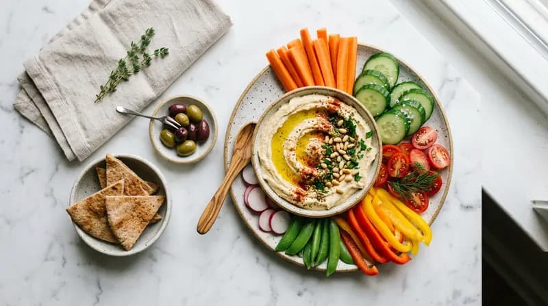 Assiette de houmous et légumes