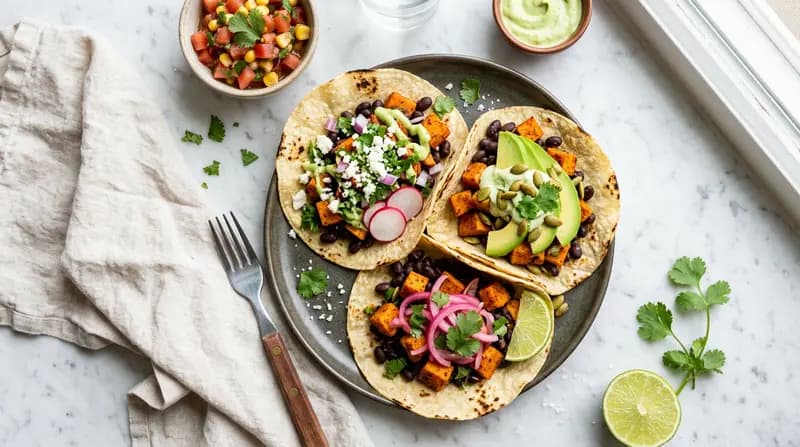 Tacos con Patate Dolci Arrosto e Fagioli Neri