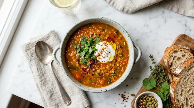Soupe copieuse aux lentilles corail
