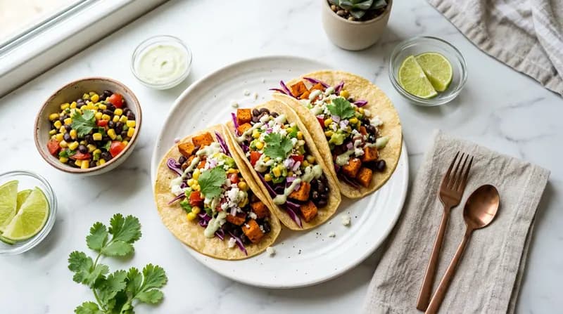 Tacos aux patates douces et haricots noirs