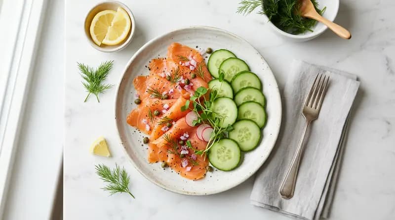 Salmone Affumicato e Fette di Cetriolo