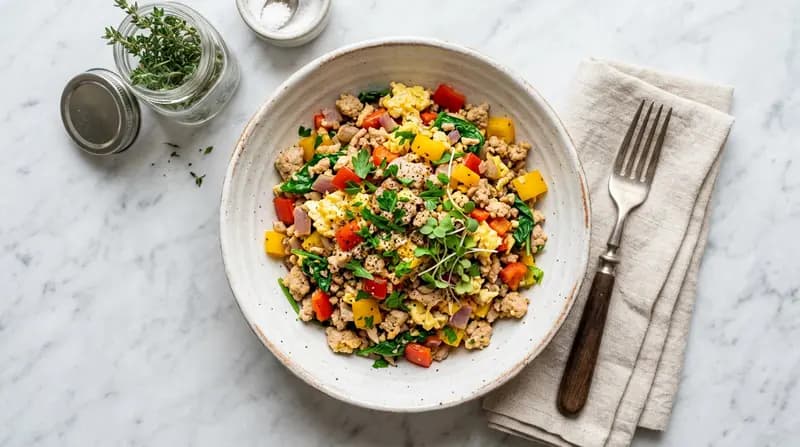 Uova Strapazzate con Tacchino e Peperoni