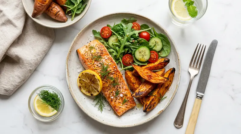 Baked Salmon with Sweet Potato