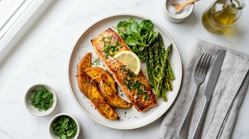 Baked Salmon with Sweet Potato