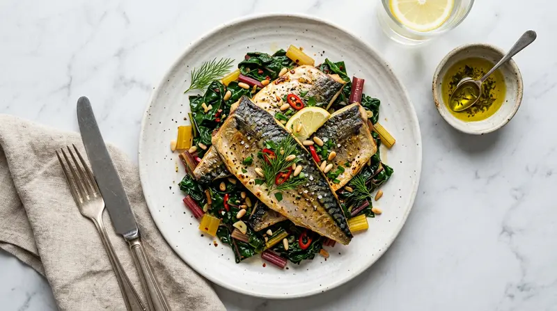 Mackerel with Sautéed Swiss Chard