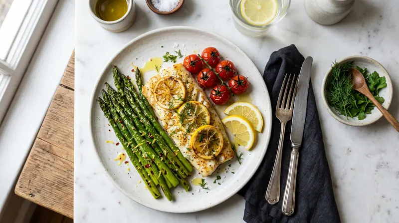 Baked Cod with Lemon and Asparagus