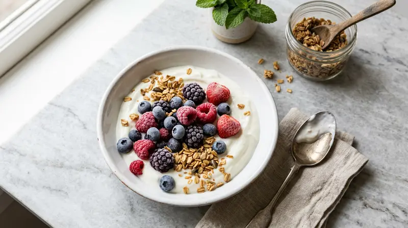 Greek Yogurt with Frozen Berries