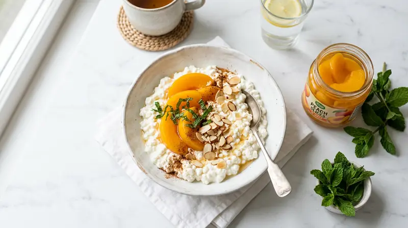 Cottage Cheese and Canned Peaches