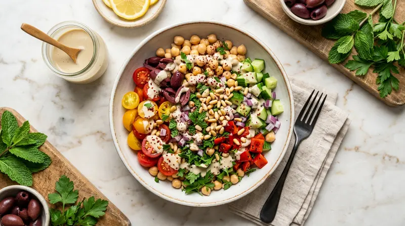 Mediterranean Chickpea Salad with Tahini Dressing