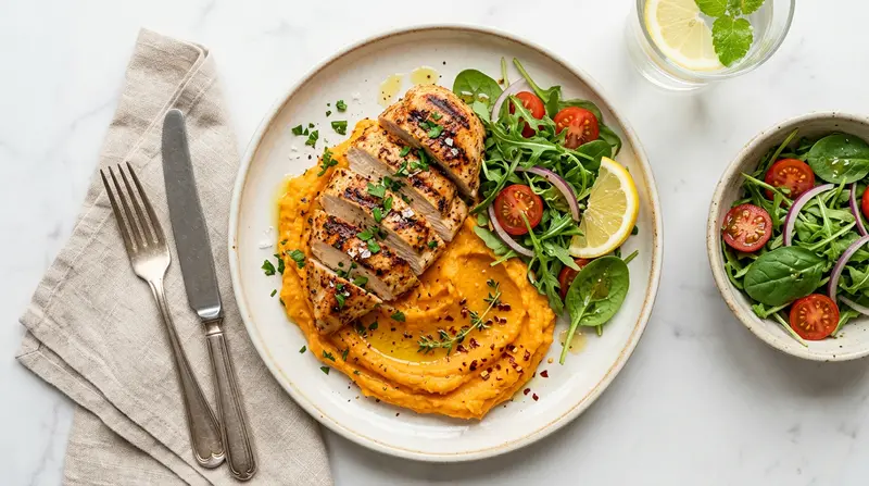 Grilled Chicken and Sweet Potato Mash