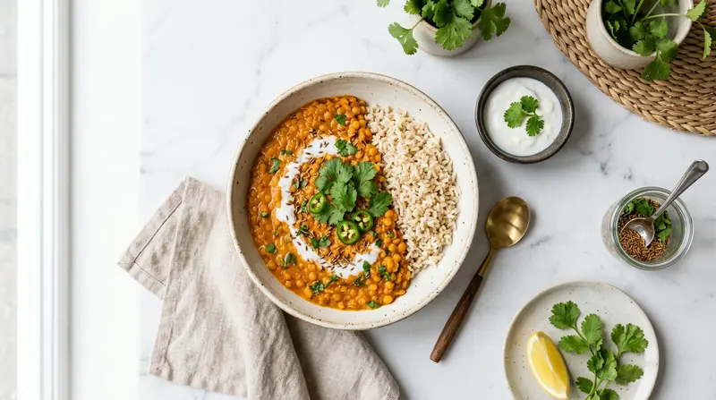 Red Lentil Dahl with Brown Rice