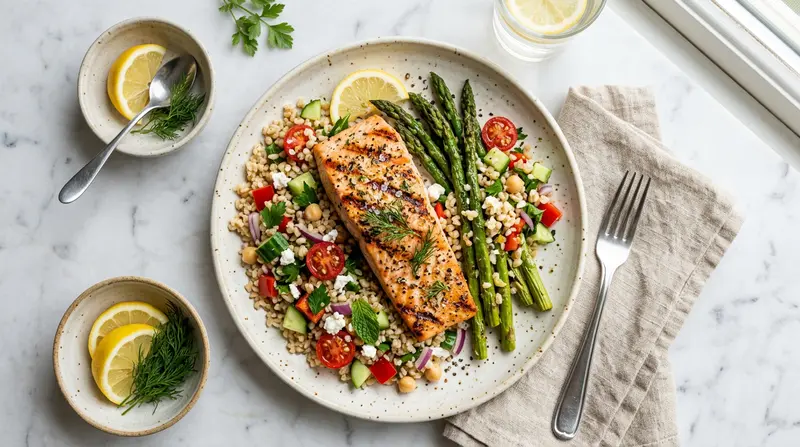 Grilled Salmon with Bulgur