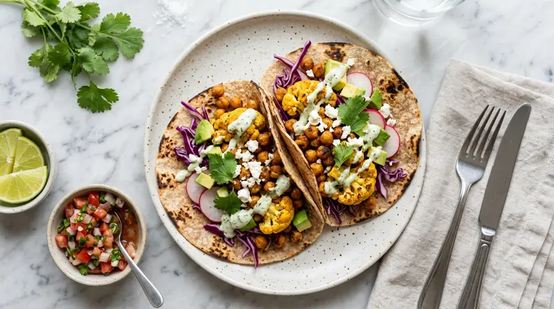 Roasted Cauliflower and Chickpea Tacos