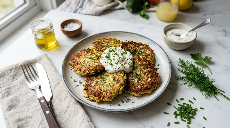 Zucchini Fritters with Sour Cream