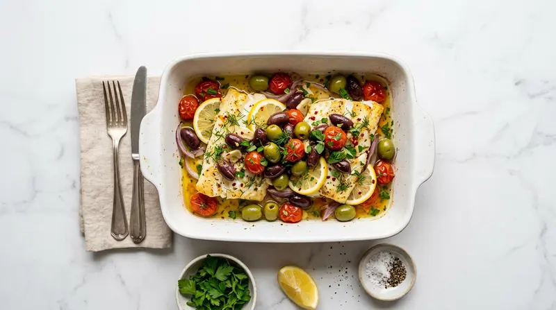 Baked Cod with Olives