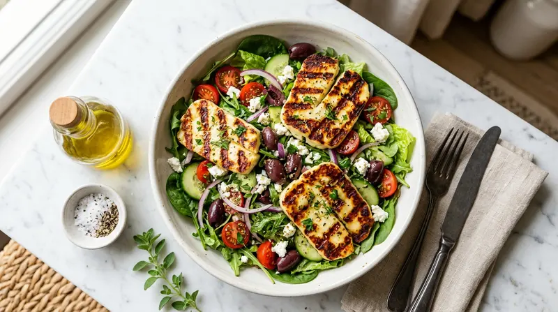 Greek Salad with Grilled Halloumi